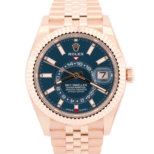 2026 PAPERS Rolex Sky-Dweller BLUE 18K Rose Gold JUBILEE 42mm 336935 BOX