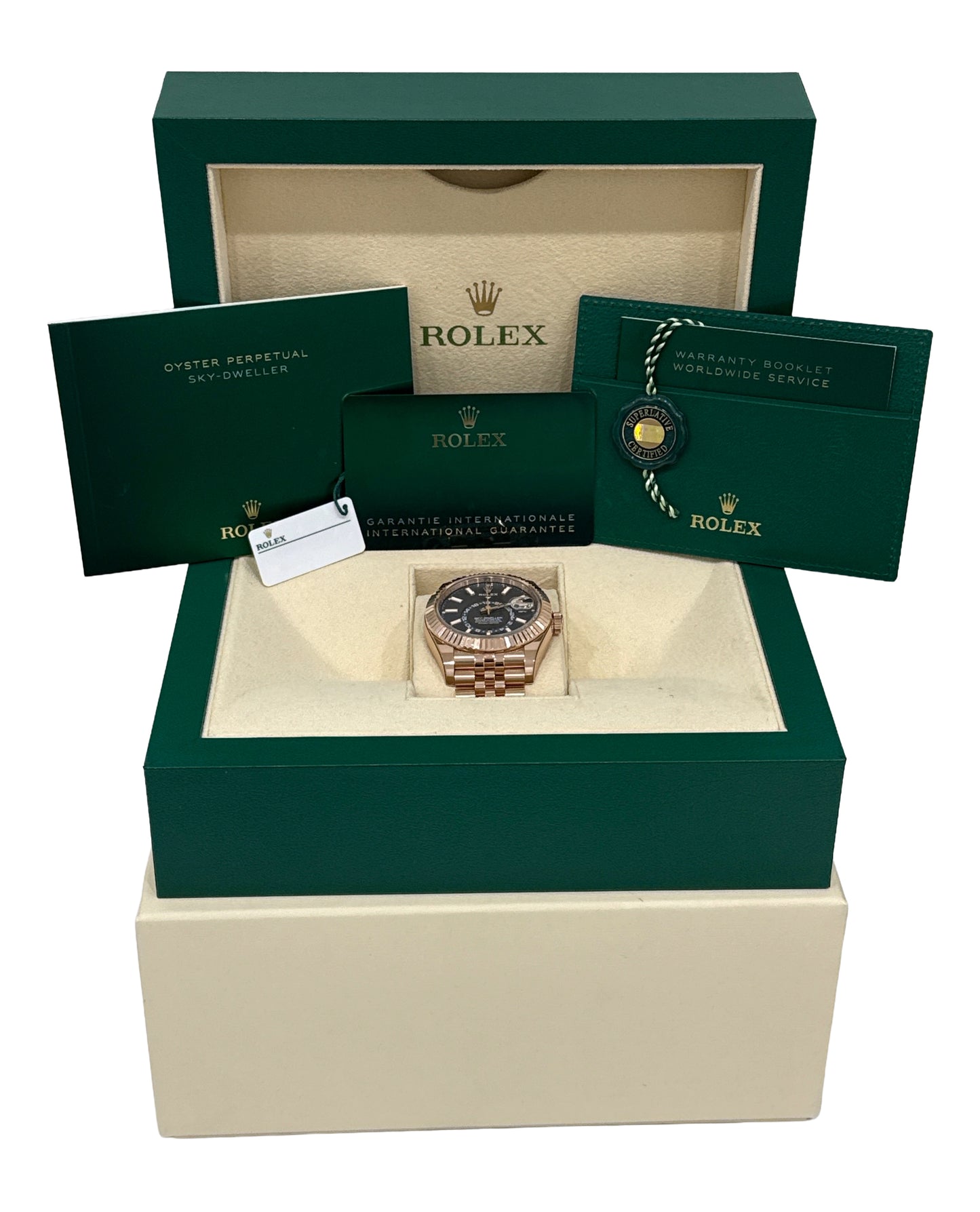 2024 PAPERS Rolex Sky-Dweller BLUE 18K Rose Gold JUBILEE 42mm 336935 Watch BOX
