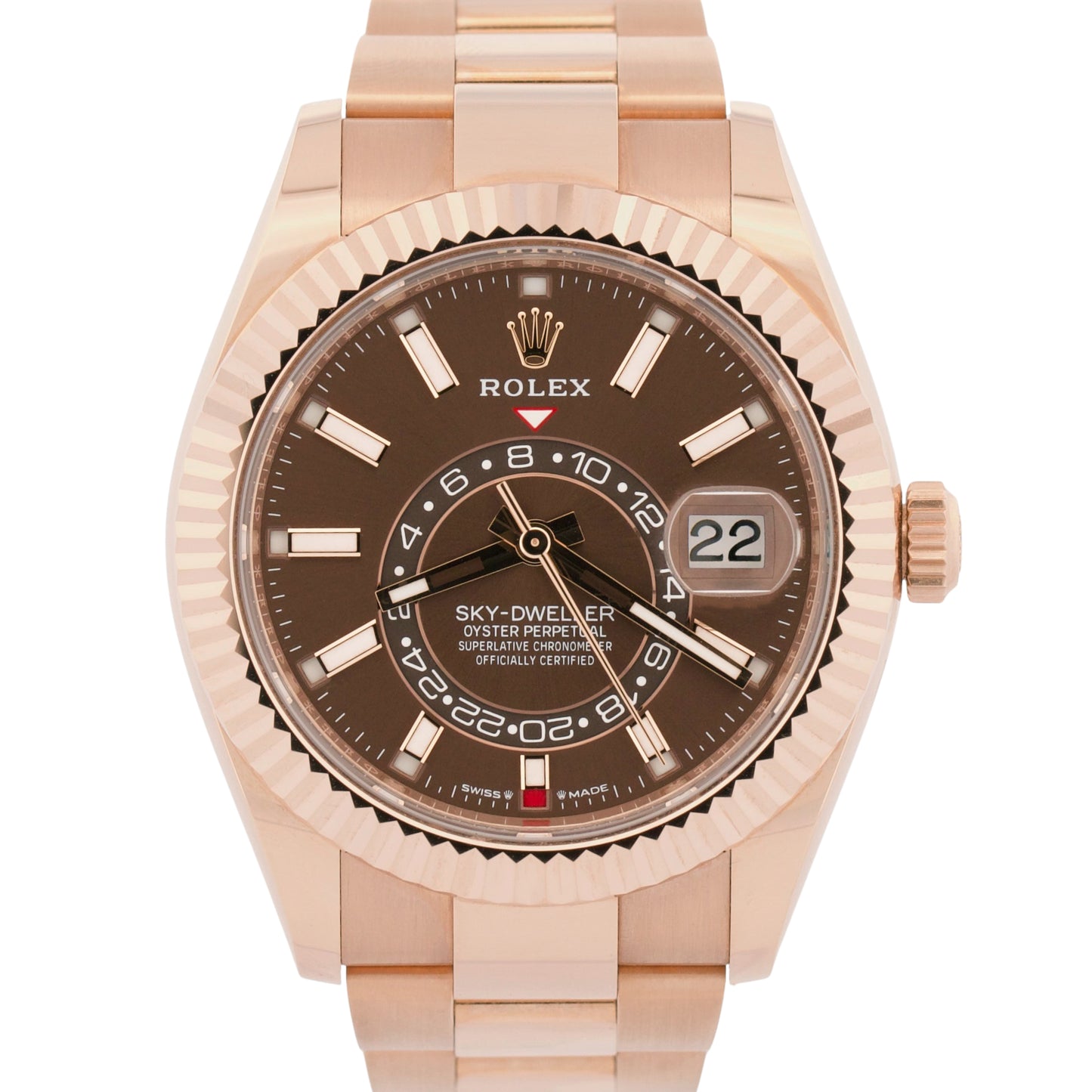 2025 Rolex Sky-Dweller Chocolate Brown 18K Gold Oyster 42mm 336935 Box Papers