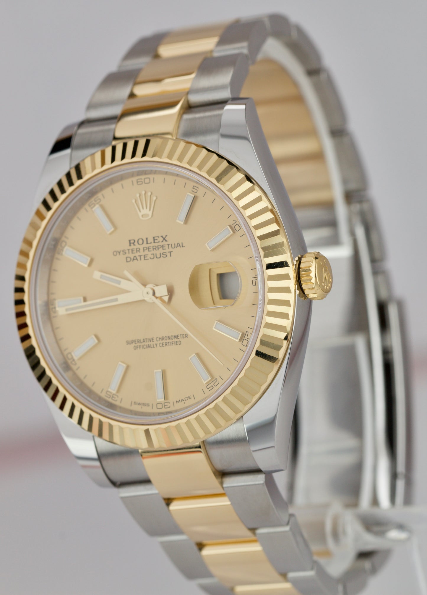 MINT Rolex DateJust 41 Champagne Two-Tone 18K Yellow Gold Stainless 41mm 126333