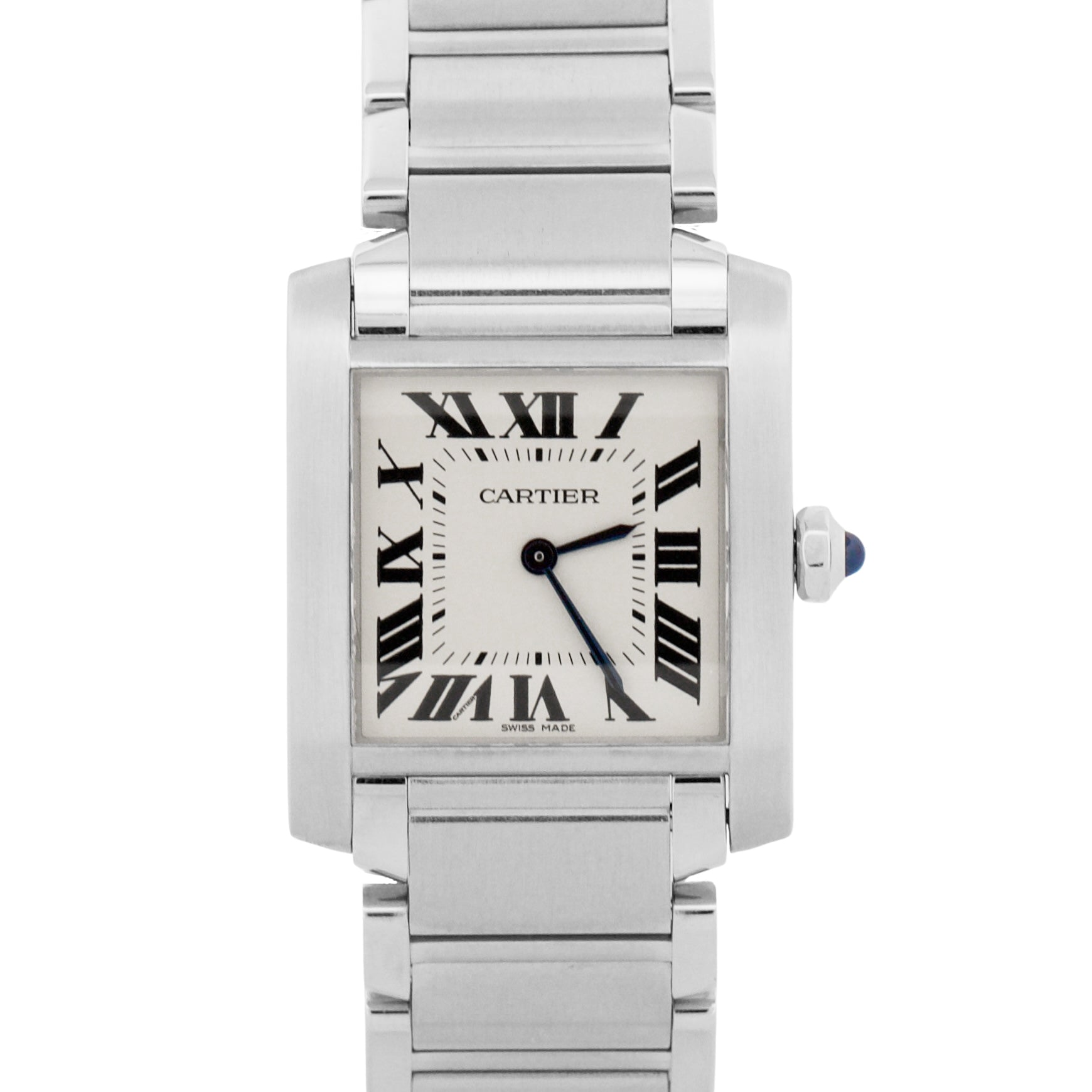 Aplot Watch Ladies Cartier Tank Francaise 25mm IVORY WHITE Roman Quartz Steel WSTA ...