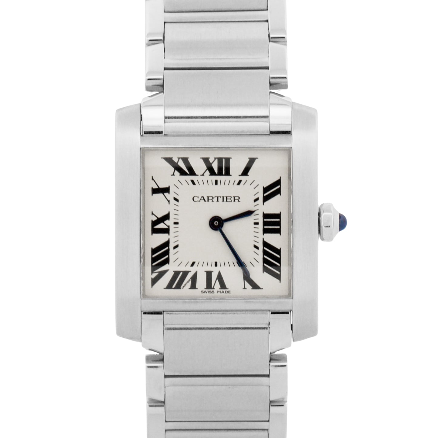 Ladies Cartier Tank Francaise 25mm IVORY WHITE Roman Quartz Steel WSTA0005 3751