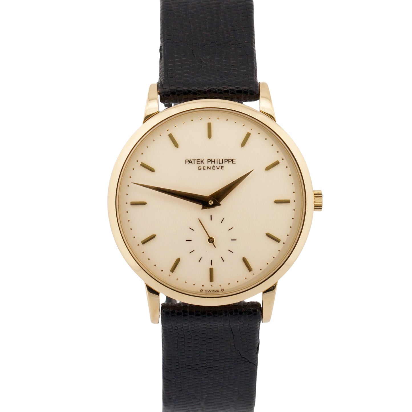 PAPERS Patek Philippe Calatrava 33mm PORCELAIN Ivory Manual 18K Gold 3893 BOX
