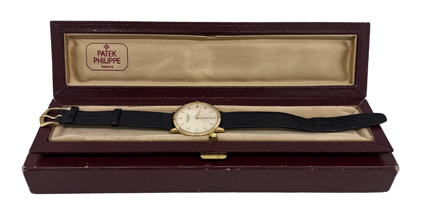 PAPERS Patek Philippe Calatrava 33mm PORCELAIN Ivory Manual 18K Gold 3893 BOX