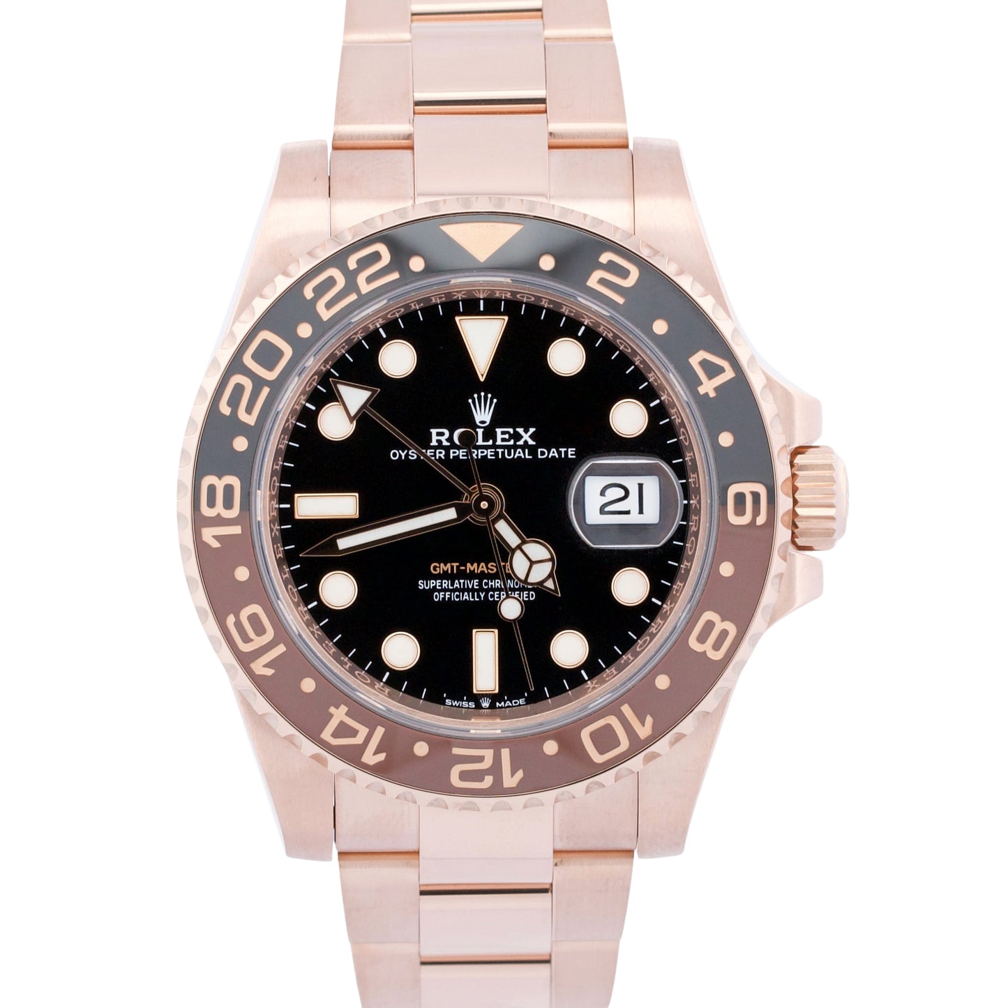 2020 PAPERS Rolex GMT-Master II ROOT BEER 18K Rose Gold 40mm 126715 CHNR BOX