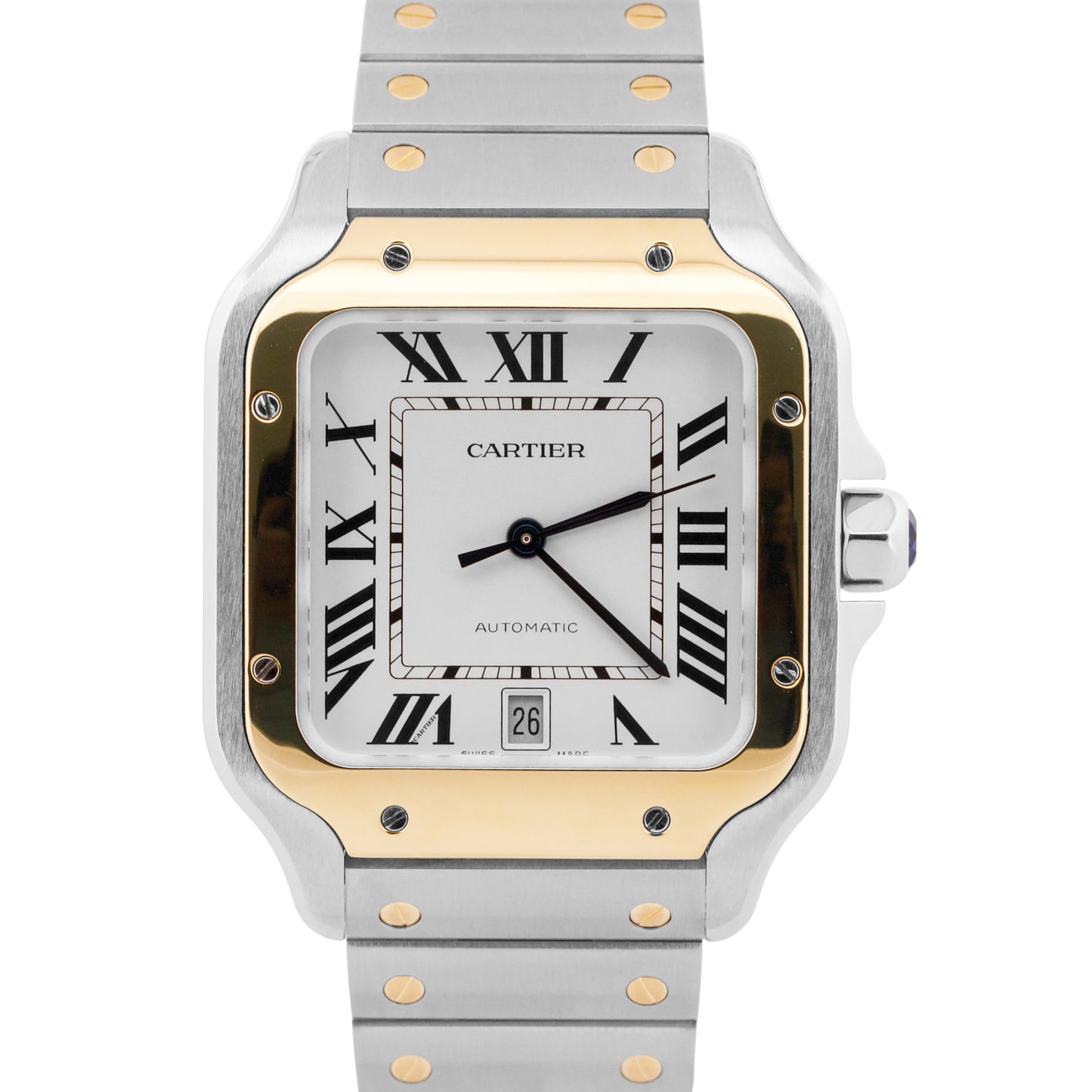 2024 PAPERS Cartier Santos SILVER WHITE 18K Gold Steel 39.8mm 4072 W2SA0009