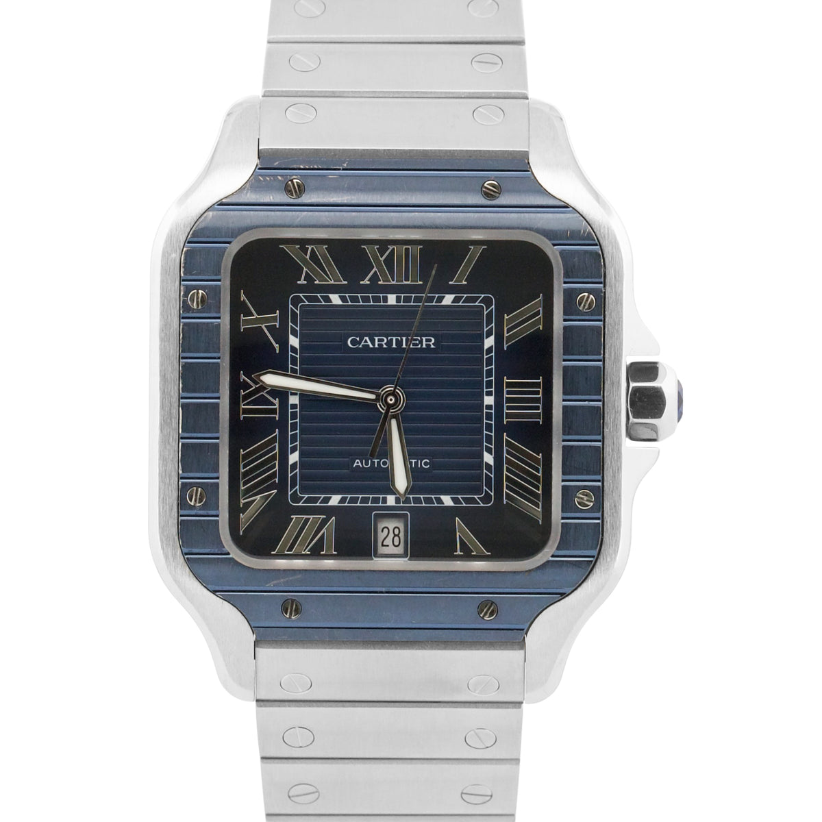 2023 Cartier Santos 4072 WSSA0048 39.8mm Blue PVD Steel Rubber Watch Box Papers