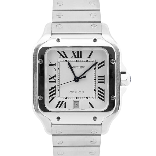 Cartier Santos 39.8mm WHITE ROMAN Automatic Stainless Steel 4072 WSSA0018 Watch