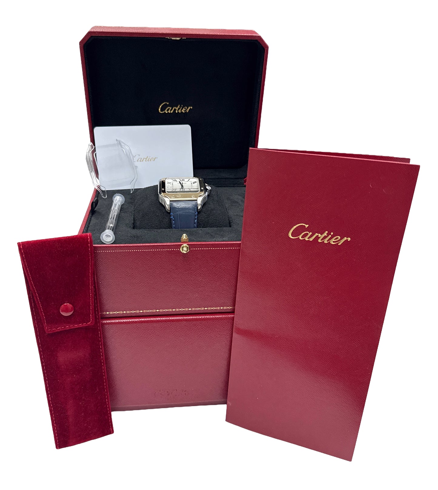 2023 PAPERS Cartier Santos 39.8mm Two-Tone 18K Steel Leather 4072 W2SA0009 BOX