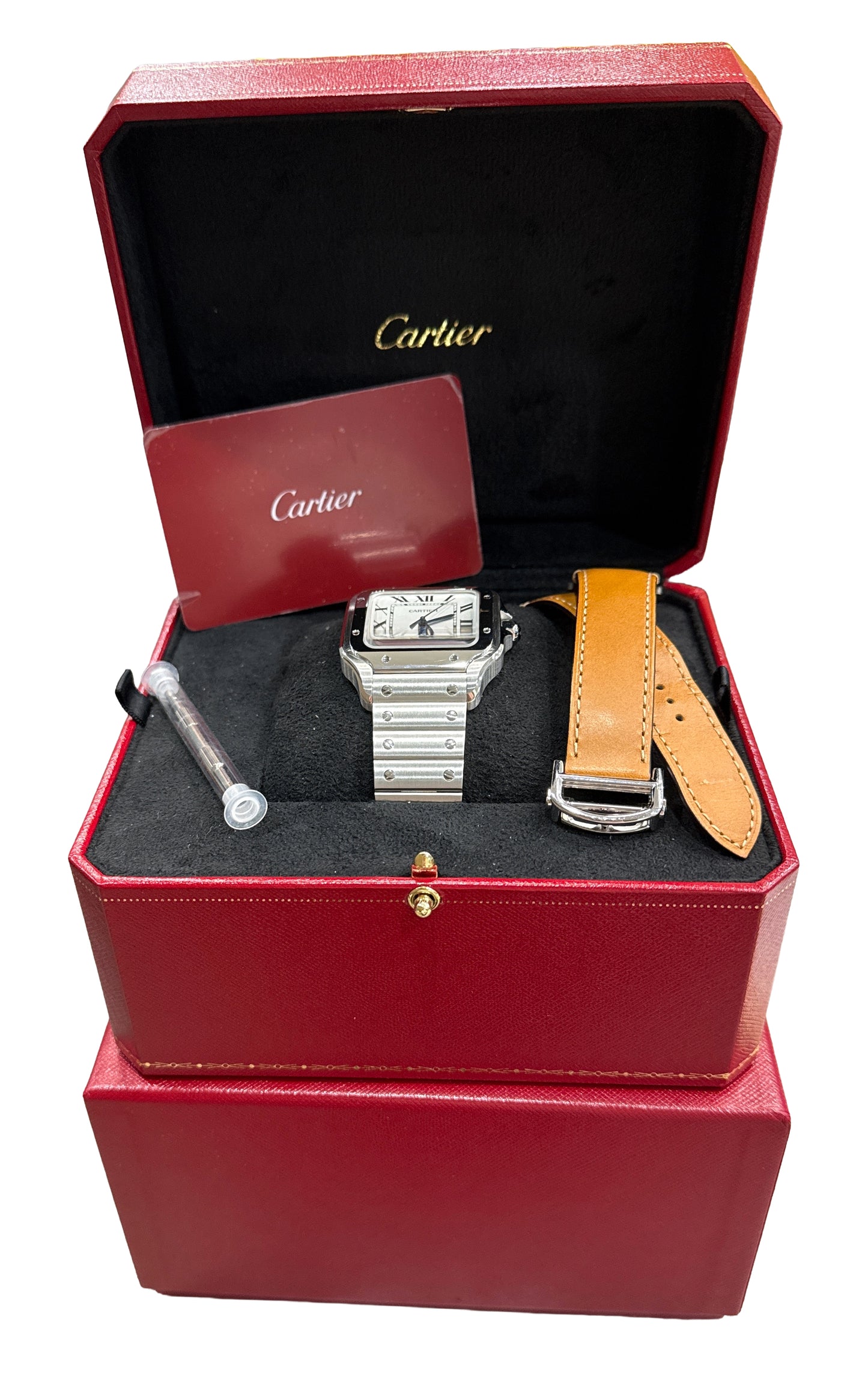 2022 PAPERS Cartier Santos 39.8mm WHITE ROMAN Stainless Steel 4072 WSSA0018 BOX
