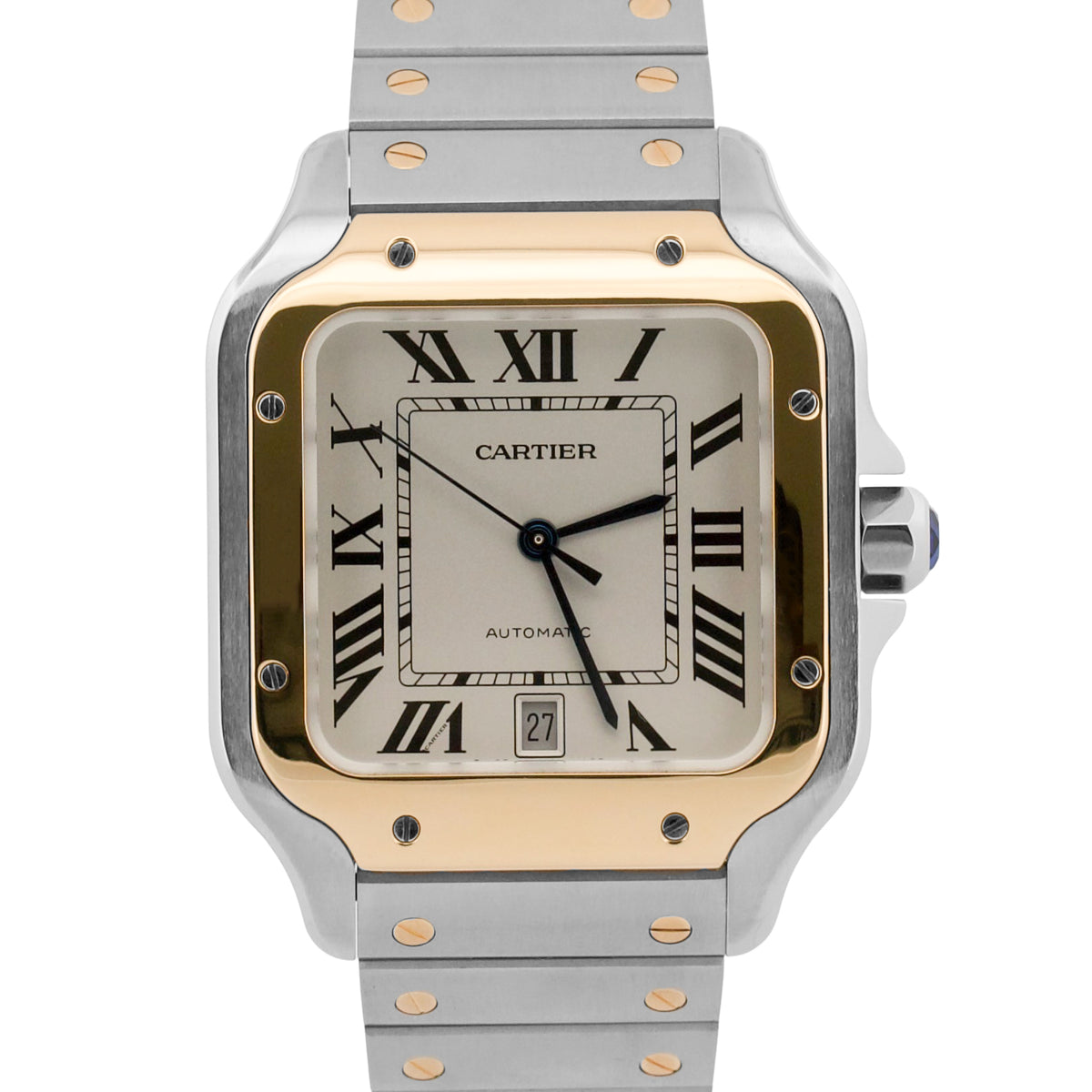 2023 Cartier Santos 4072 W2SA0009 Silver White 18K Gold Steel 39.8mm Box Papers