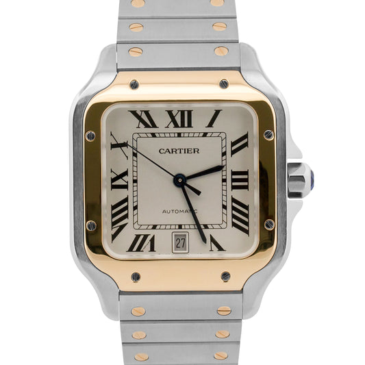 2023 Cartier Santos 4072 W2SA0009 Silver White 18K Gold Steel 39.8mm Box Papers