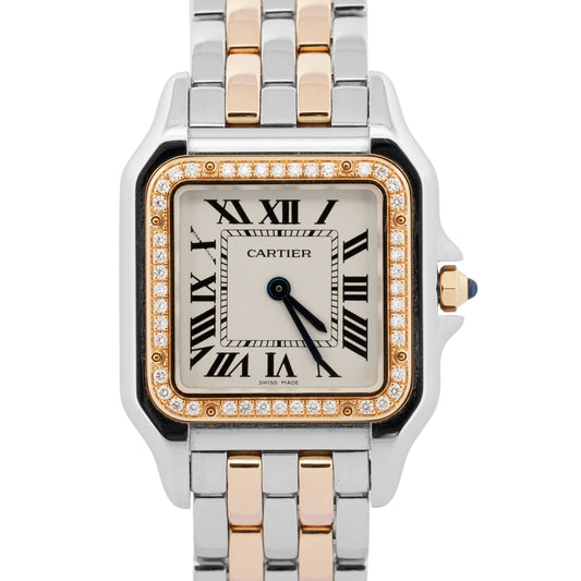 2022 PAPERS Cartier Panthere DIAMOND 29mm 18K Steel Quartz 4119 W3PN0007 BOX