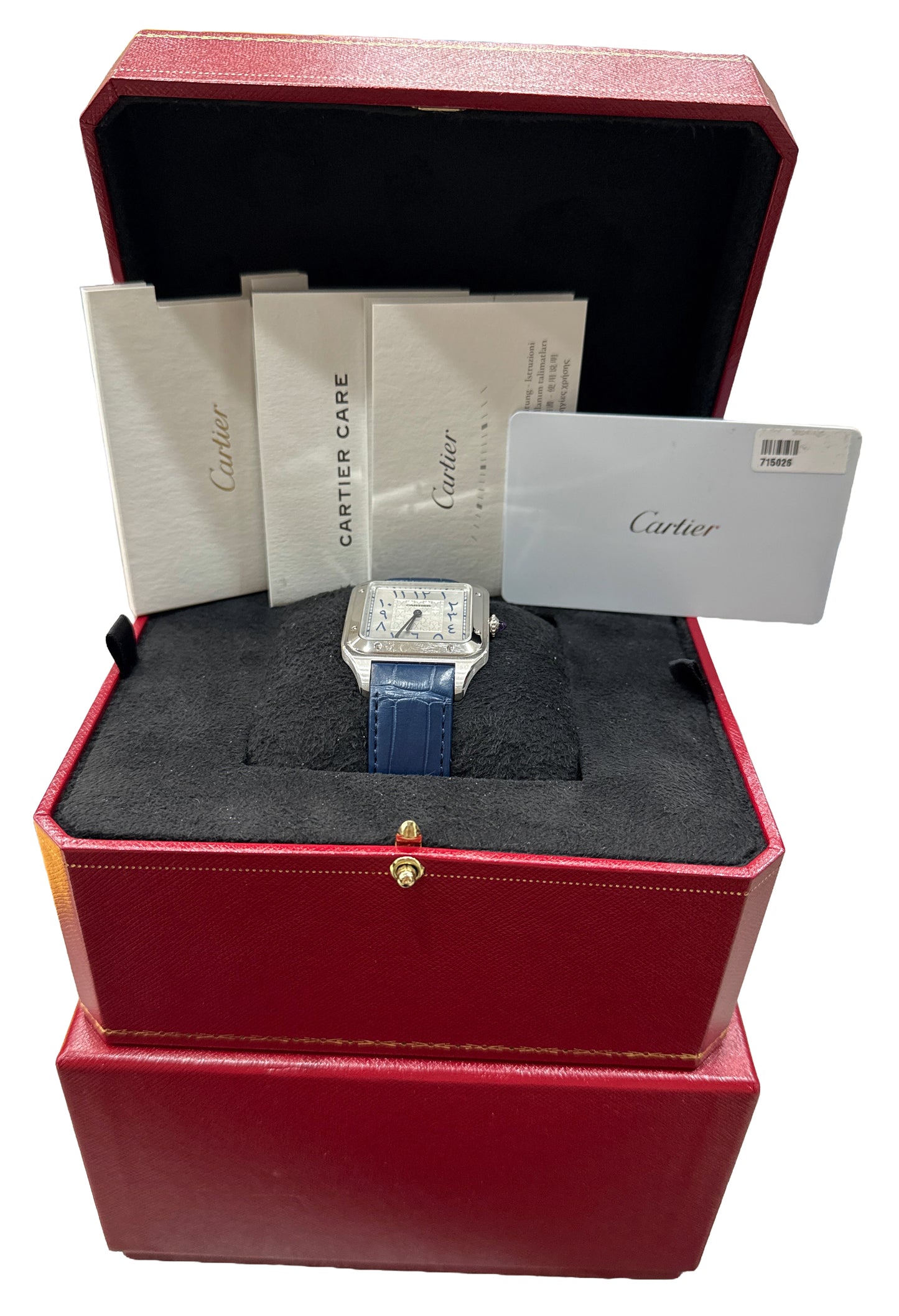 NEW 2024 PAPERS Cartier Santos Dumont 33.9mm PLATINUM ARABIC 4306A WGSA0086 BOX