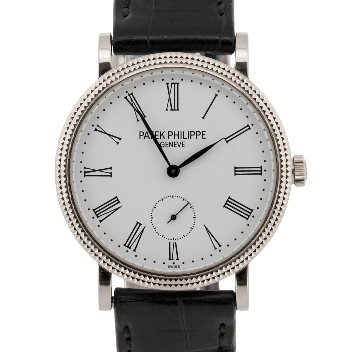 Patek Philippe Calatrava 5119G Hobnail 18K White Gold Roman Leather 36mm Watch