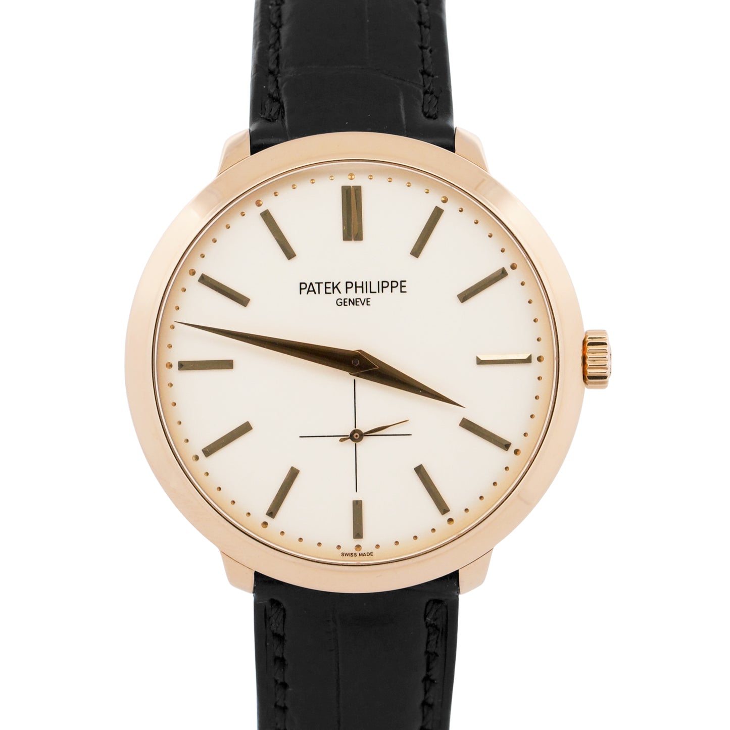 Patek Philippe Calatrava WHITE 18K Rose Gold Leather Manual 38mm 5123R Watch