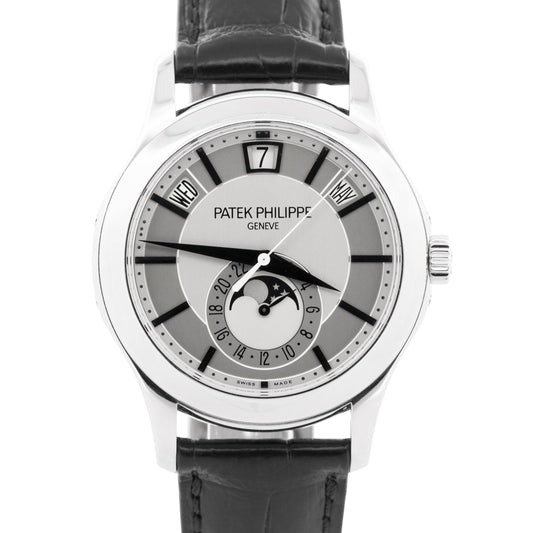 Patek Philippe Annual Calendar 18K White Gold GRAY SILVER Leather 40mm 5205G