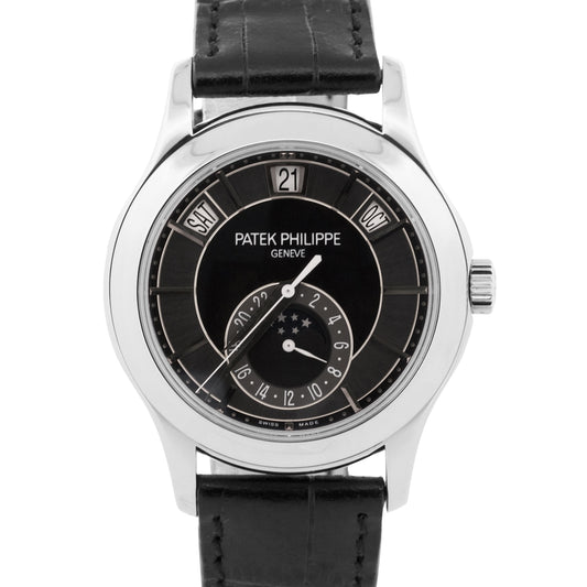 Patek Philippe Annual Calendar 18K White Gold GRAY BLACK Leather 40mm 5205G
