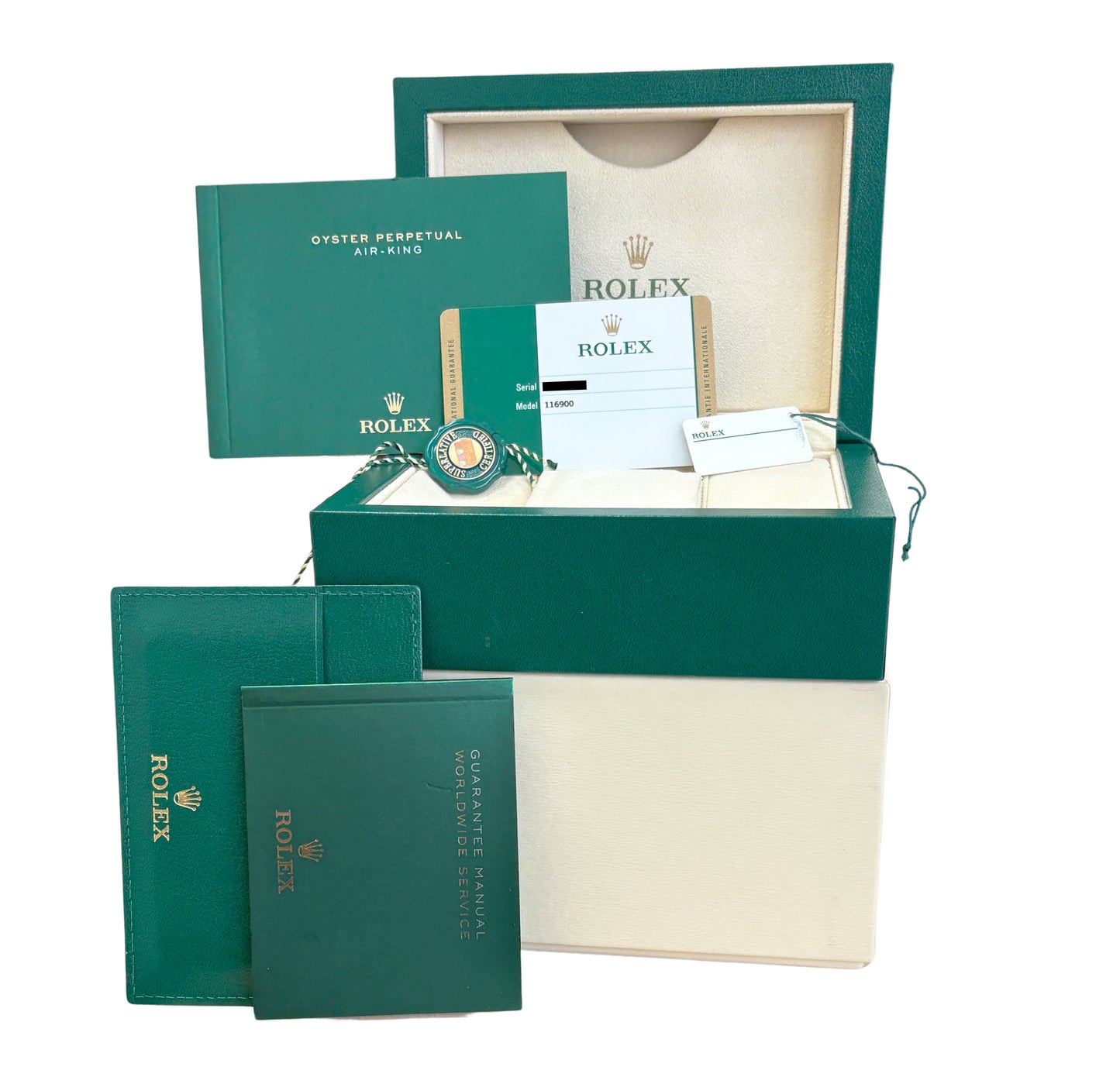 2018 PAPERS Rolex Air-King 40mm Green Black Stainless Automatic 116900 Watch BOX