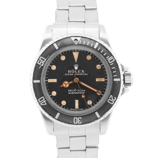 VINTAGE 1966 Rolex Submariner PATINA Black 40mm Stainless Steel Automatic 5513