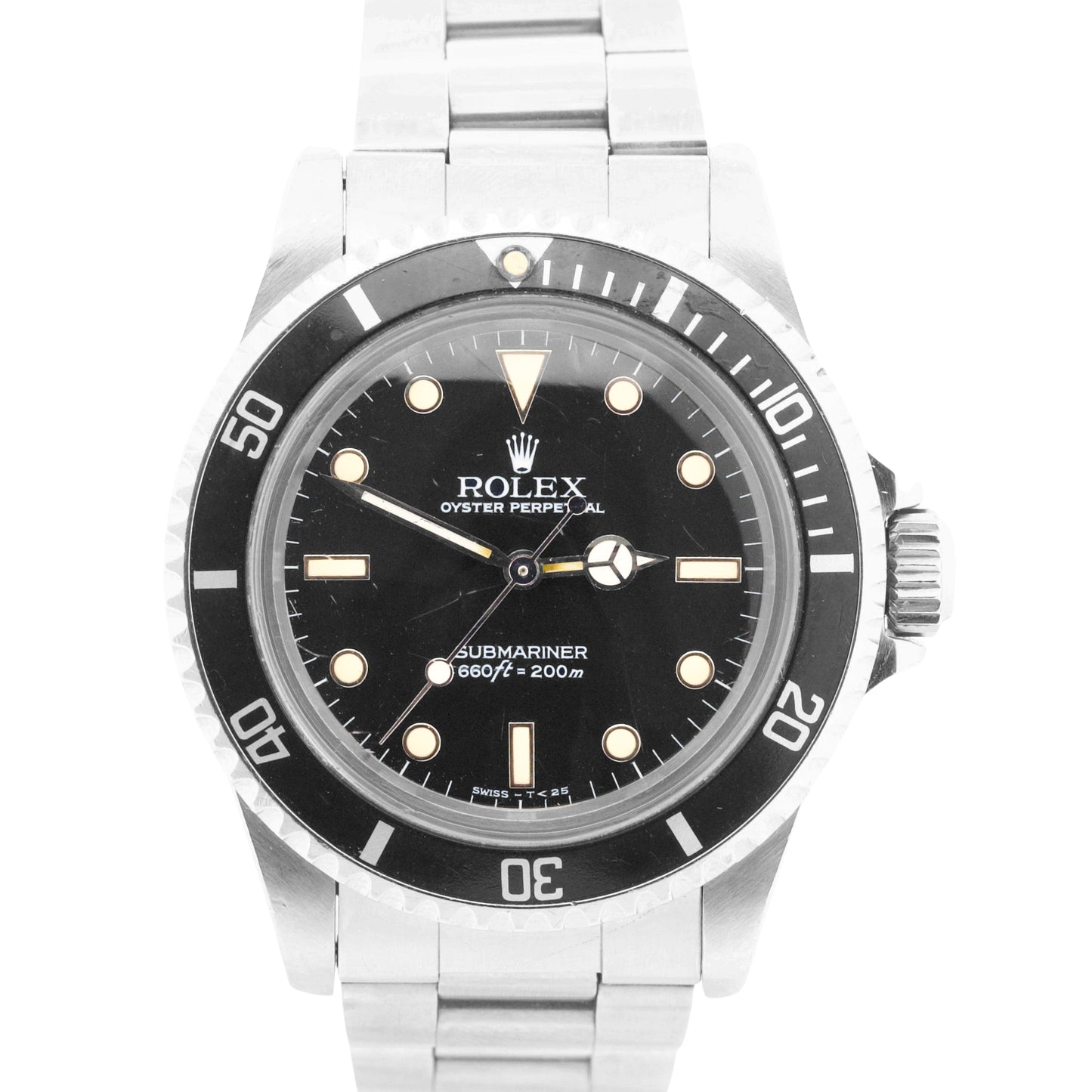 VINTAGE 1986 Rolex Submariner No-Date Black SPIDER DIAL 40mm Steel 5513 Watch