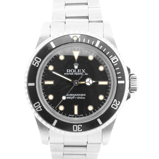 VINTAGE 1986 Rolex Submariner No-Date Black SPIDER DIAL 40mm Steel 5513 Watch