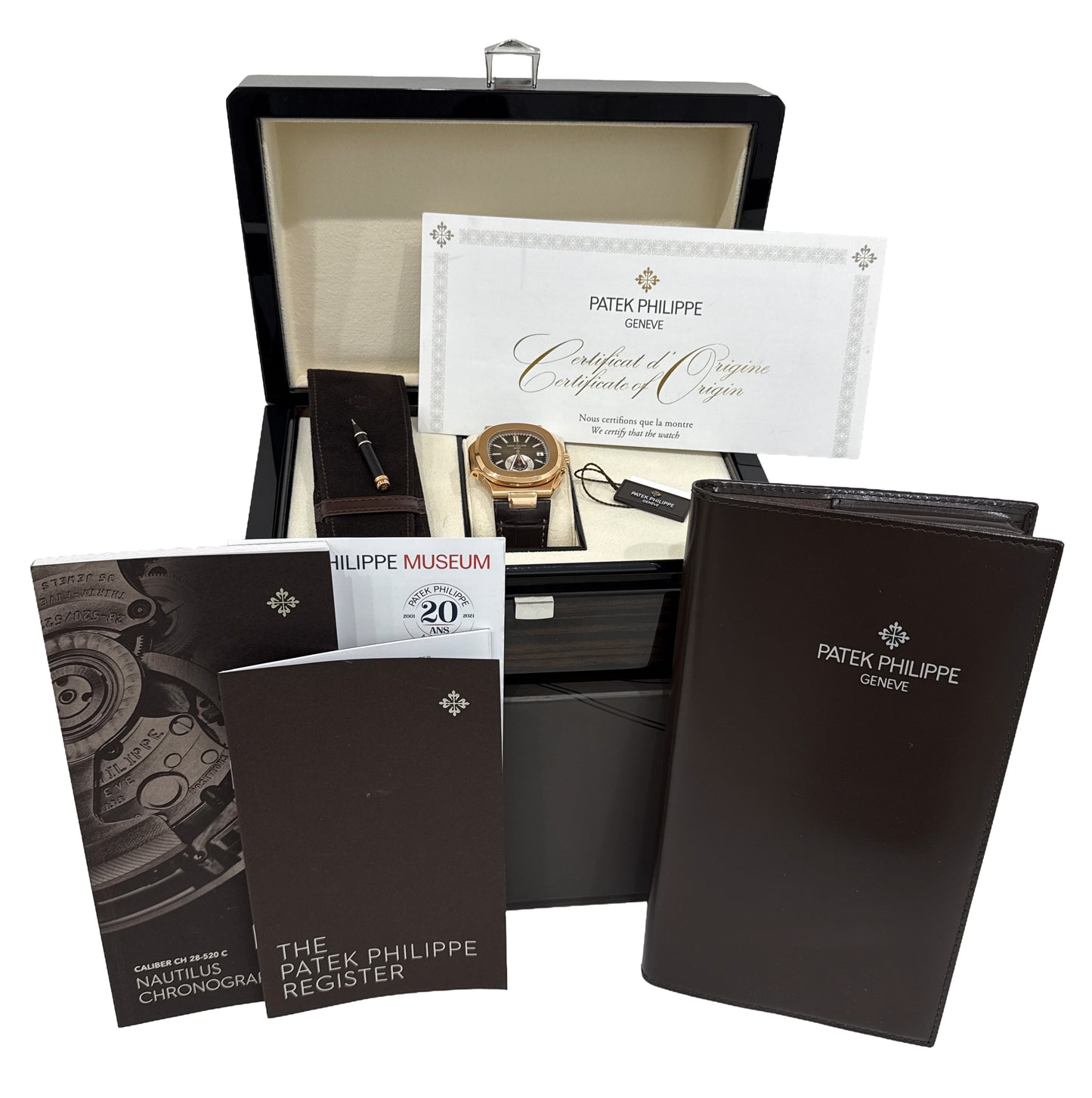 2022 PAPERS Patek Philippe Nautilus 40.5mm CHOCOLATE 18K Rose Gold 5980R-001 BOX