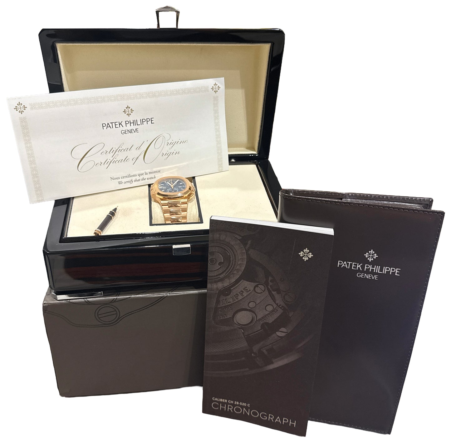2021 PAPERS Patek Philippe Nautilus 40.5mm BLUE 18K Travel Time 5990/1R-001 BOX