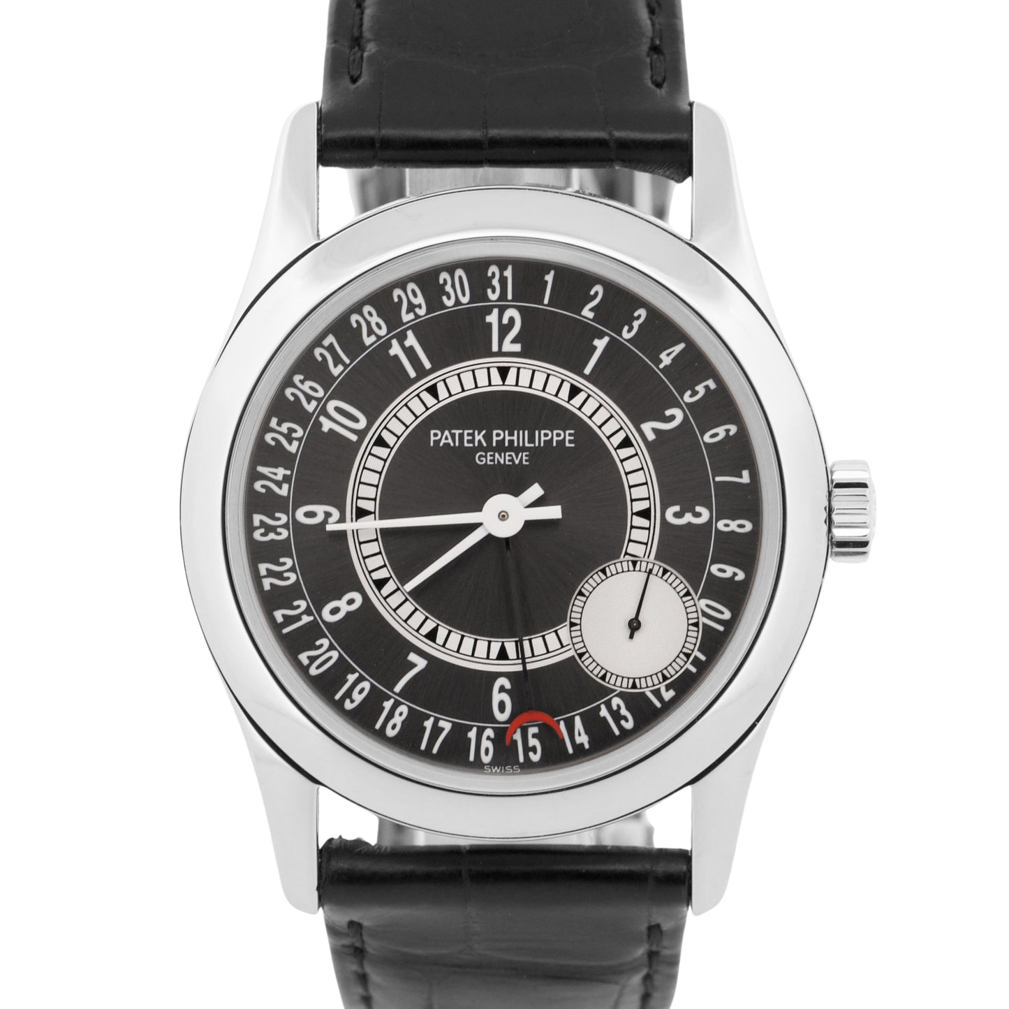 2008 Patek Philippe Calatrava 18K White Gold RHODIUM 37mm 6000G-010 Leather BOX