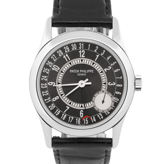 2008 Patek Philippe Calatrava 18K White Gold RHODIUM 37mm 6000G-010 Leather BOX