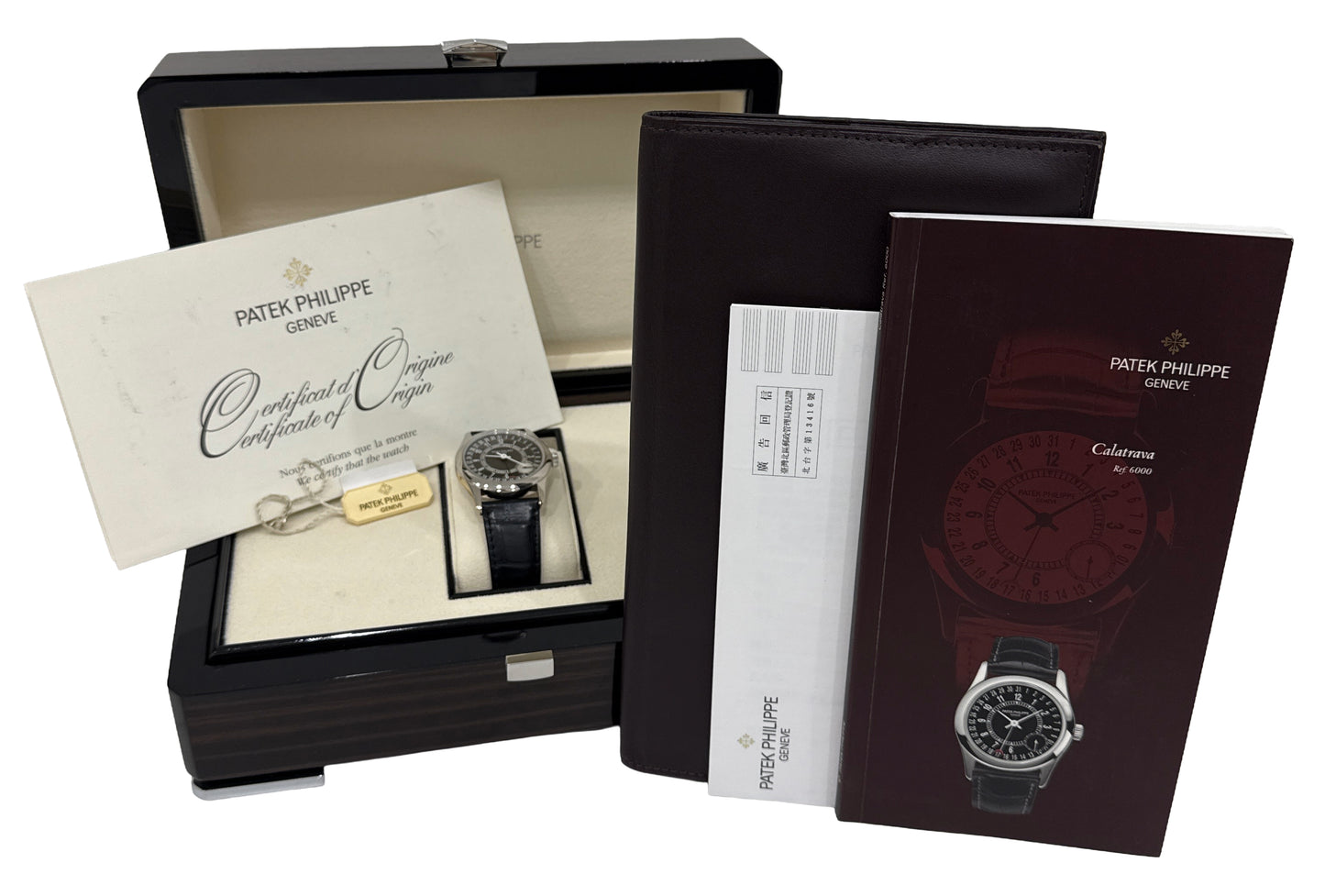 2008 Patek Philippe Calatrava 18K White Gold RHODIUM 37mm 6000G-010 Leather BOX