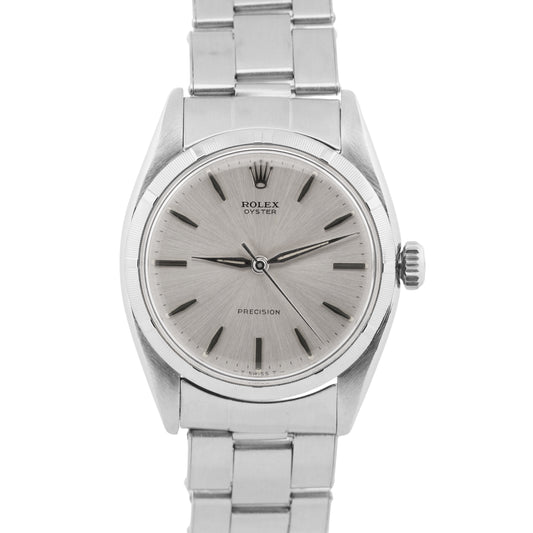 VINTAGE 1950's Rolex Oyster Precision SILVER 34mm Steel Oyster Manual 6423 Watch