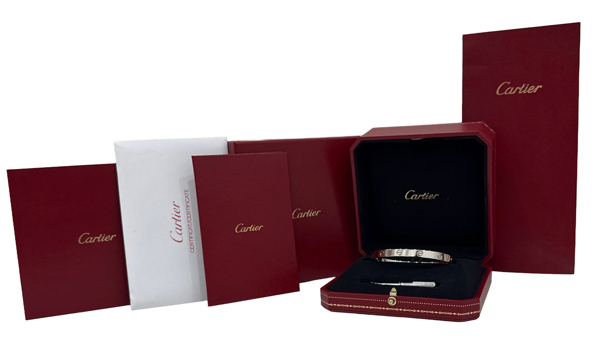 2025 Cartier Love Bracelet Size 19 18K White Gold Box Papers