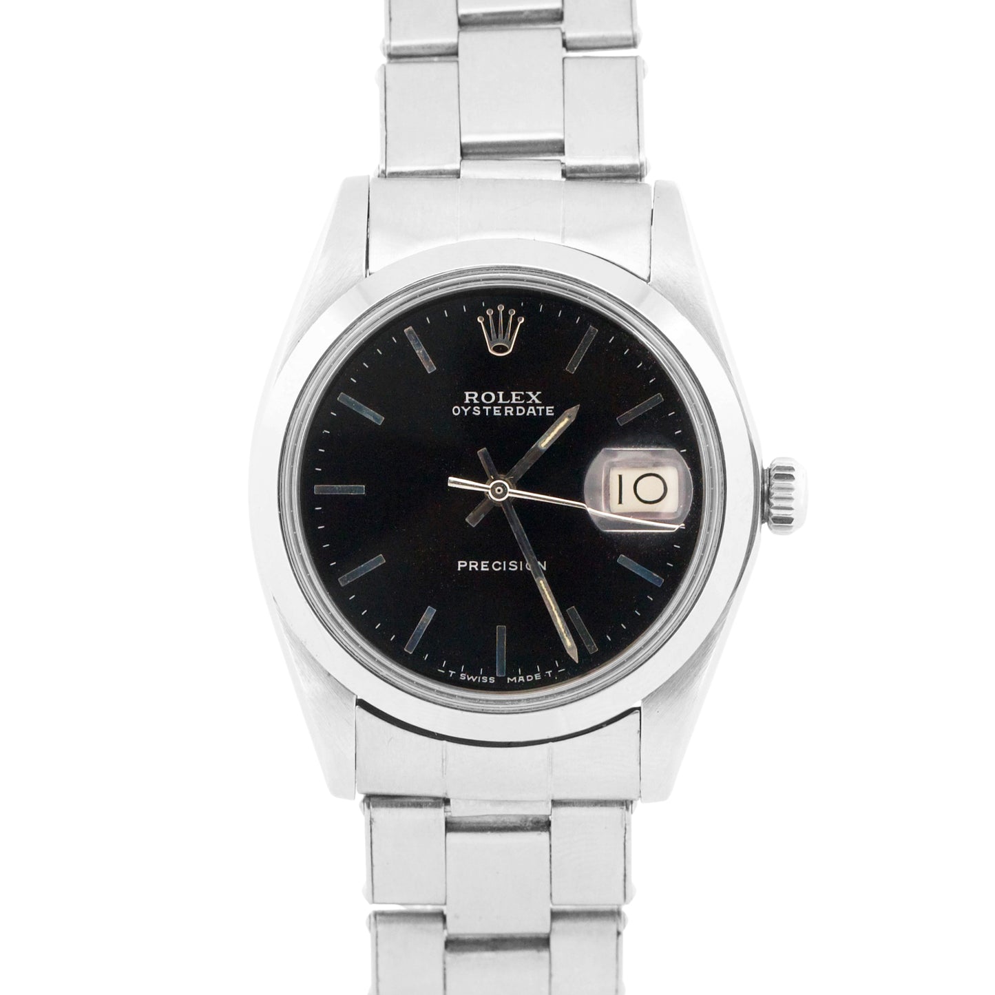 VINTAGE Rolex Oysterdate Precision BLACK Stainless Steel Oyster 34mm Watch 6694