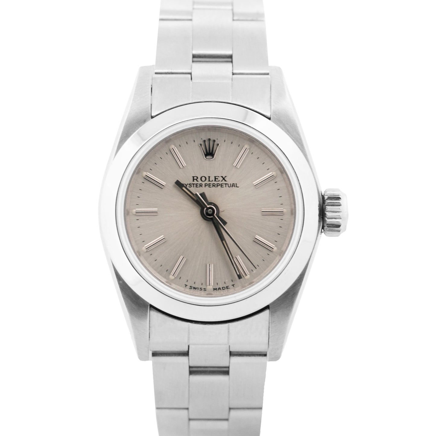 Ladies Rolex Oyster Perpetual SILVER Stainless Steel OYSTER 24mm Automatic 67180