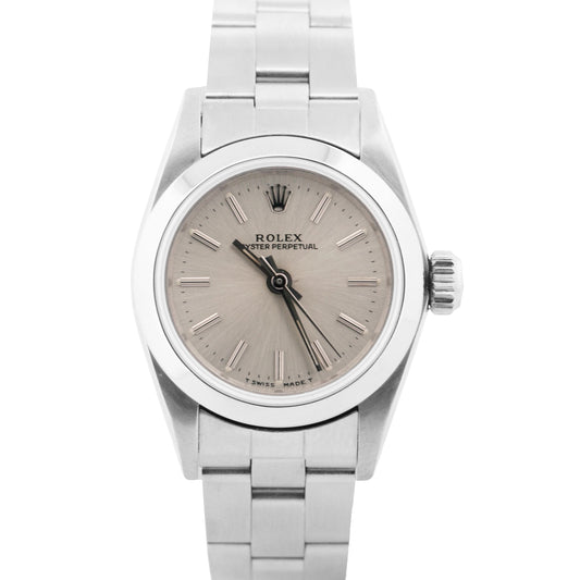 Ladies Rolex Oyster Perpetual SILVER Stainless Steel OYSTER 24mm Automatic 67180