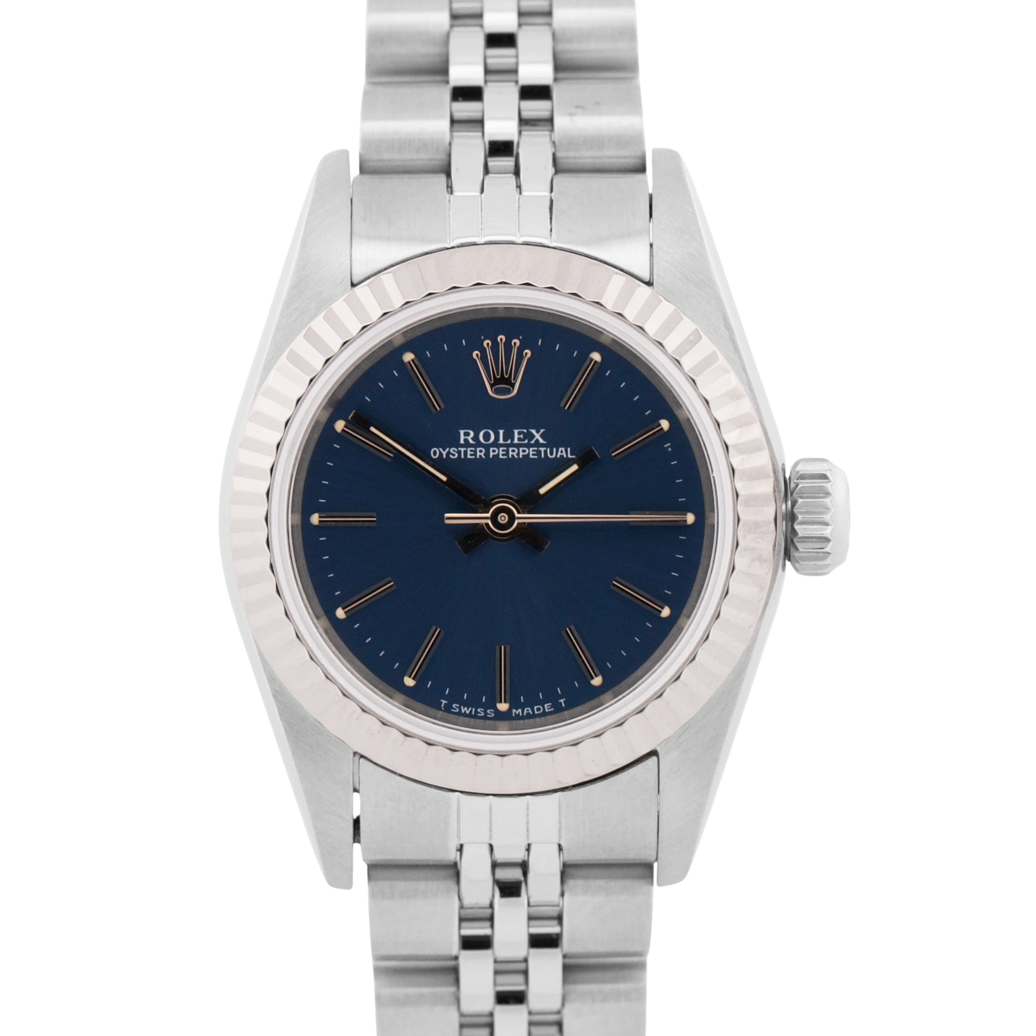 1996 Rolex Oyster Perpetual 24mm BLUE Stainless Steel 18K Gold