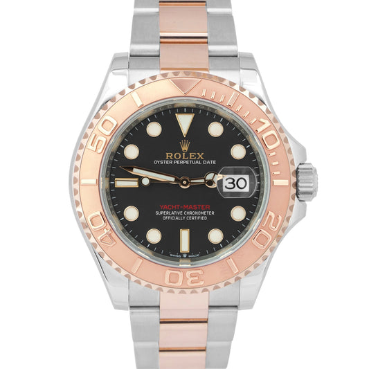 MINT Rolex Yacht-Master PAPERS 18K Rose Gold Steel Black 40mm 126621 Watch B+P