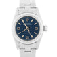 Ladies Rolex Oyster Perpetual BLUE Engine Turned 24mm NO-HOLES Watch 67230