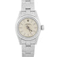 Ladies Rolex Oyster Perpetual PATINA SILVER Engine-Turned Steel 24mm Watch 67230