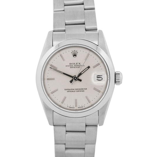 1985 Ladies Rolex DateJust SILVER 31mm Stainless Steel OYSTER Automatic 68240