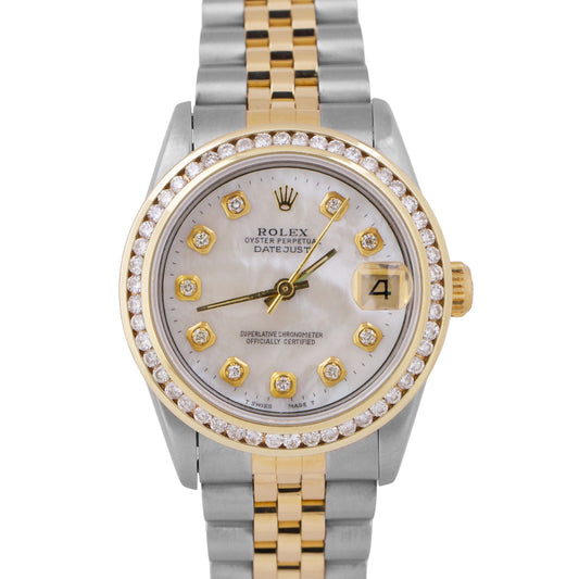 Rolex DateJust 31mm Midsize Two-Tone MOP DIAMOND Steel 18K Yellow Gold 68273 BOX