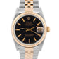Rolex DateJust 31mm Midsize Two-Tone BLACK 18K Yellow Gold Fluted Watch 68273