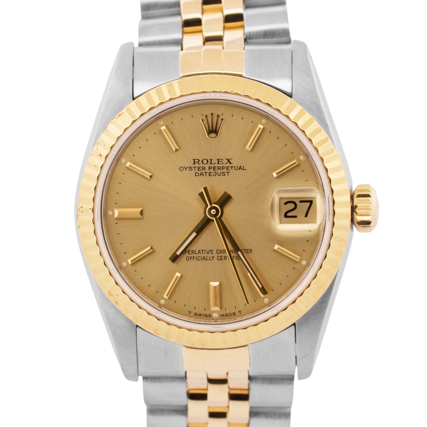1987 Rolex DateJust Midsize CHAMPAGNE Two-Tone Gold Steel JUBILEE 31mm 68273