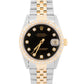 Rolex DateJust Midsize BLACK DIAMOND BEZEL 18K Gold Steel JUBILEE 31mm 68273
