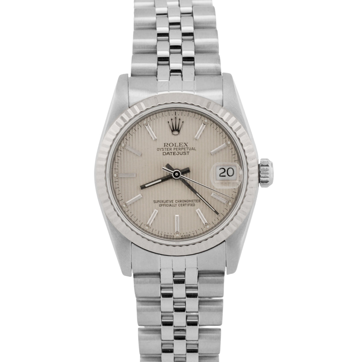 Rolex DateJust 68274 Silver Tapestry Midsize 18K Steel Jubilee 31mm Watch Box