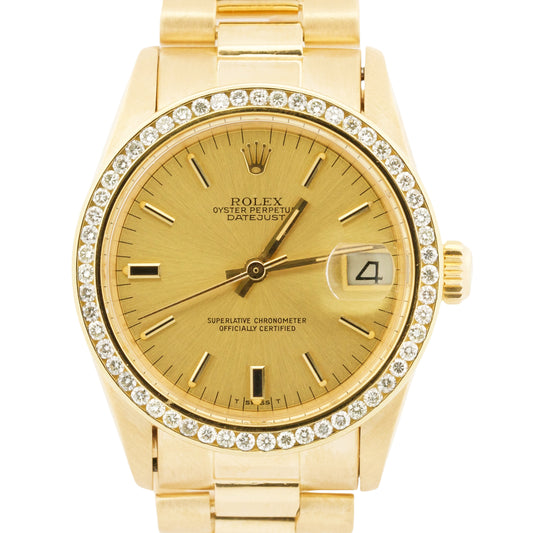 VINTAGE 1979 Ladies Rolex DateJust President CHAMPAGNE DIAMOND 31mm 18K 6827