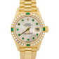 2024 RSC Rolex DateJust President FACTORY MOP EMERALD DIAMOND 18K 26mm 69078