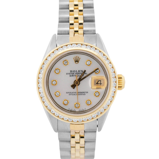 Ladies Rolex DateJust 26mm MOP DIAMOND 18K Gold Steel Two-Tone JUBILEE 6916
