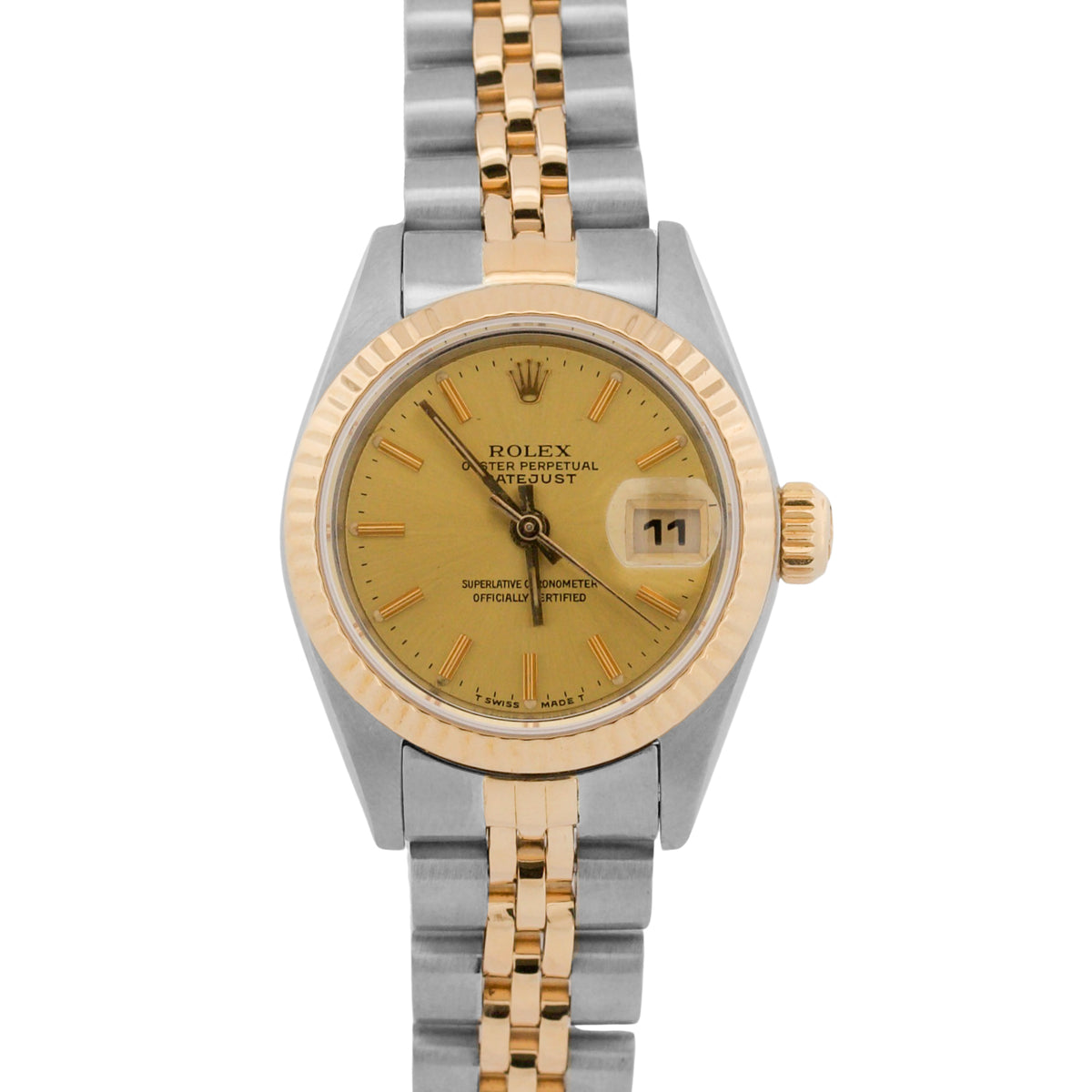 1988 Ladies Rolex DateJust 69173 Champagne 18K Gold Steel Jubilee 26mm Watch